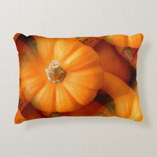 Almofada Decorativa Mini Pumpkins Laranja E Gourds Caem Foto