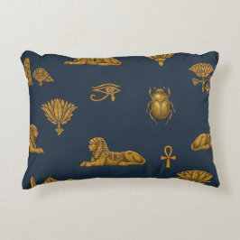 Almofada Decorativa Minimalist Navy & Antique Gold Egyptian Pattern