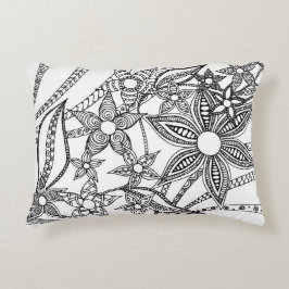 Almofada Decorativa Minimalista Arte Linear Floral Preto e Branco Lomb