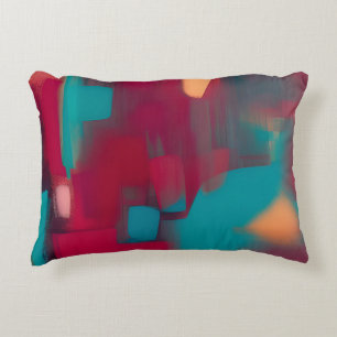 Almofada Decorativa Mistura abstrata vermelha e azul-turquesa