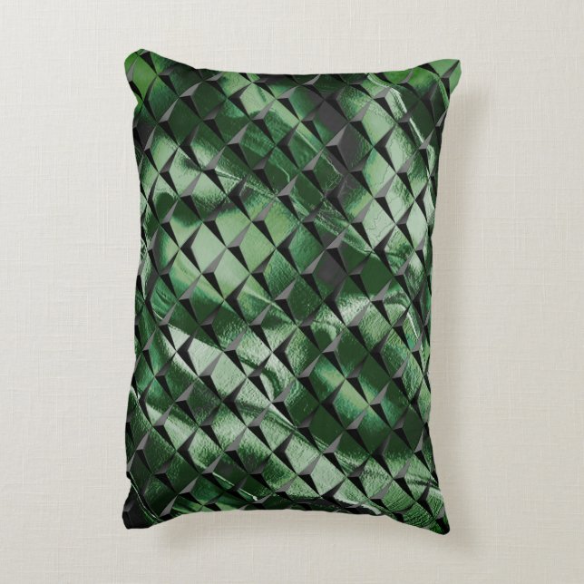 Almofada Decorativa Misturar quadrados 3D com imagem verde-escura do f (Verso(Vertical))