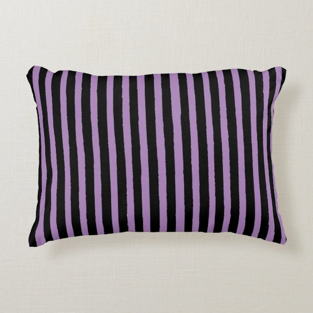 Almofada Decorativa Modern, Black Purple Stripes (Frente)