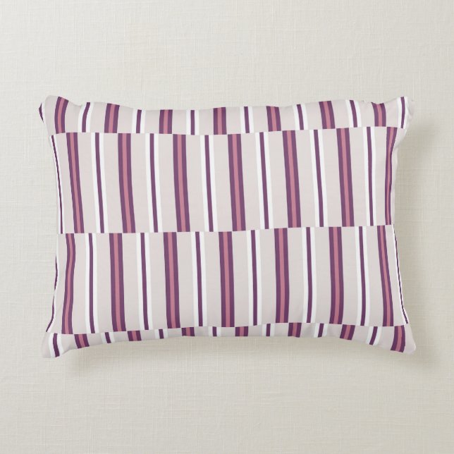 Almofada Decorativa Modern Mauve and Plum Stripe (Frente)