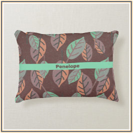 Almofada Decorativa Modern Mint Green Orange and Purple Leaves