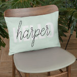 Almofada Decorativa Modern Pastel Mint Hello E Você Nome<br><div class="desc">Modern Pastel Mint Hello E Você Nome</div>