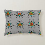 Almofada Decorativa "Modern Slate Mandala"<br><div class="desc">Elegant and modern seamless mandala pattern featuring vibrant orange and yellow accents on a sophisticated slate gray background. A high-quality design perfect for contemporary home decor and professional styling."</div>