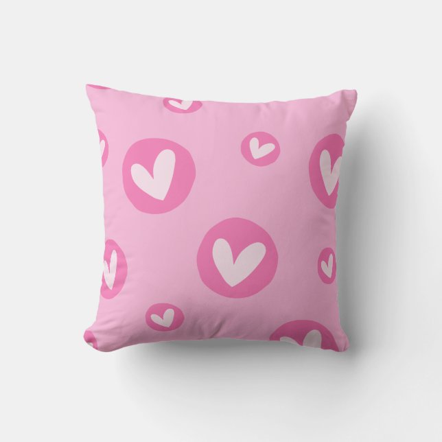 Almofada Decorativa Moderna Corações Rosa (Frente)