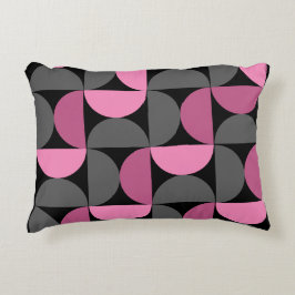 Almofada Decorativa Moderno de meados do século rosa, preto e cinza  