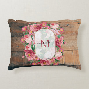 Almofada Decorativa Mola Botânica Chic Vintage Monograma Madeira