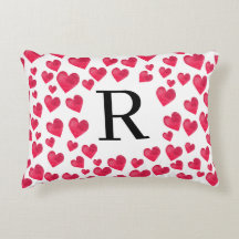 Monograma Bonito Corações Vermelhos Monograma Pers