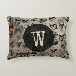 Almofada Decorativa Monograma de Cascas de Vintagem de Halloween