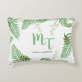 Almofada Decorativa Monograma de Letra com Vegetação em Aquarela Moder