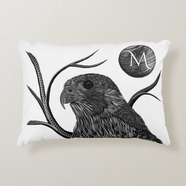 Almofada Decorativa Monograma de lua cheia de falcão (Frente)
