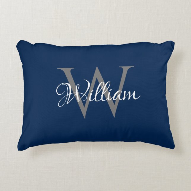 Almofada Decorativa Monograma de Script Inicial Personalizado (Frente)