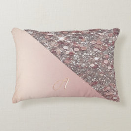 Almofada Decorativa Monograma Elegante em Dourado Rosa