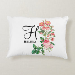 Almofada Decorativa Monograma Floral Botânico Personalizado Vintage