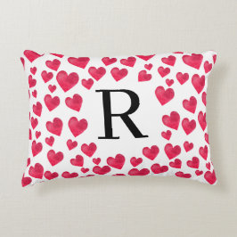 Almofada Decorativa Monograma Fofo Corações Vermelhos Monograma Person