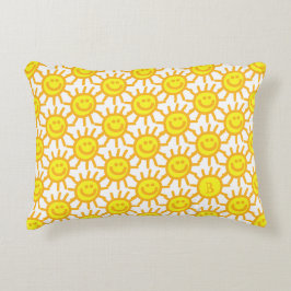 Almofada Decorativa Monograma inicial de rosto feliz amarelo-acastanha