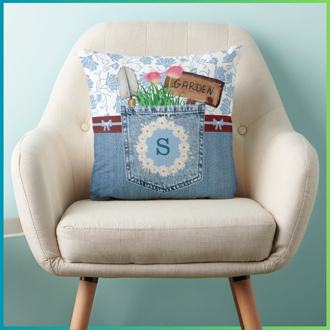 Almofada Decorativa Monograma Jardim Primavera (Monogram Garden Spring Decorative Pillow)