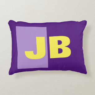 Almofada Decorativa Monograma Letras iniciais Amarelo roxo