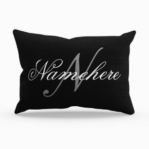 Almofada Decorativa Monograma Personalizado Único de Nomes Preto e Bra