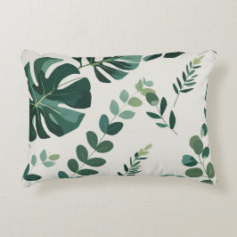 Almofada Decorativa Monstera Minimalista e Padrão Verde - Moderno