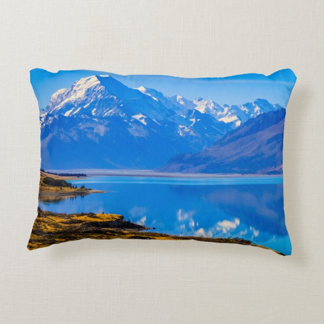 Almofada Decorativa Monte Cook sobre o lago Pukaki, NZ (Verso)