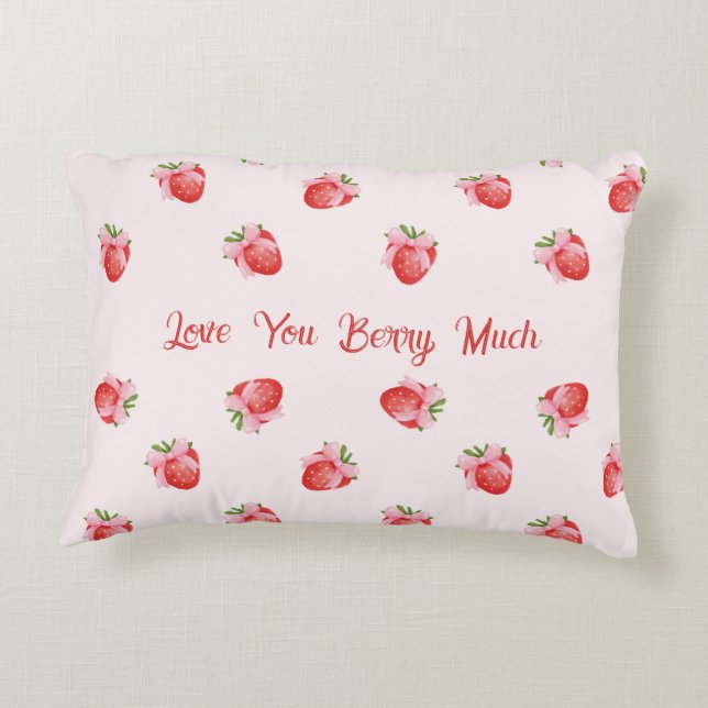 Almofada Decorativa Morango Rosa Pastel Personalizado (Verso)