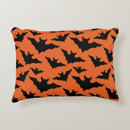 Almofada Decorativa Morcegos pretos de Halloween laranja padrão assust