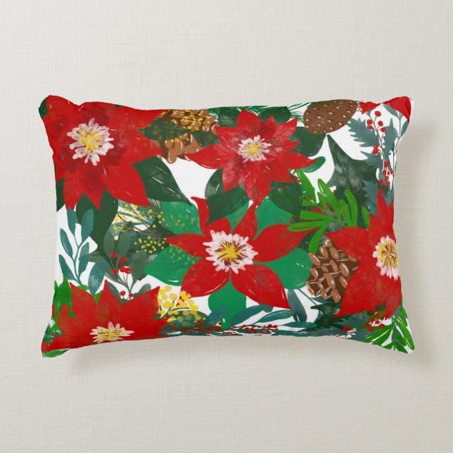 Almofada Decorativa Motivos florais para a época de Natal (Frente)