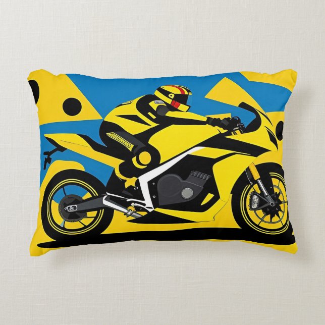 Almofada Decorativa Motocicleta de Corrida e Piloto (Frente)