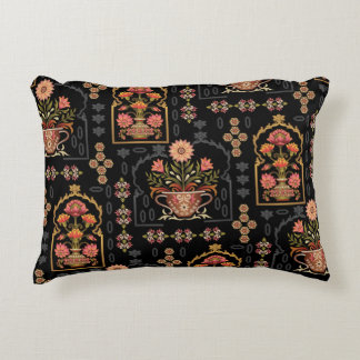 Almofada Decorativa Mughal Floral Motif: Black Seamless.