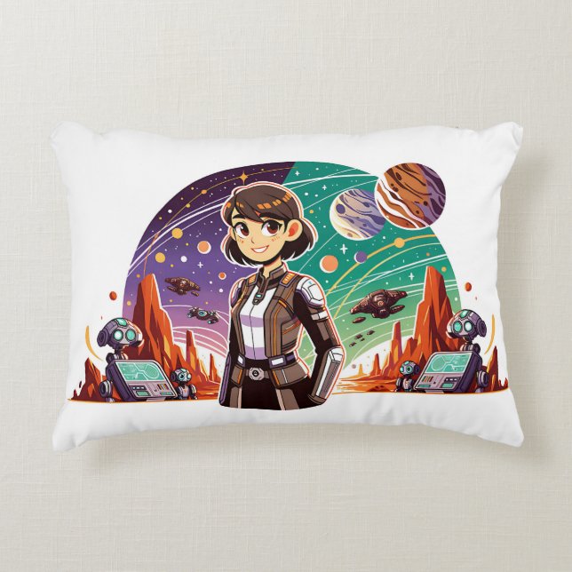 Almofada Decorativa Mulher de uniforme espacial (Frente)
