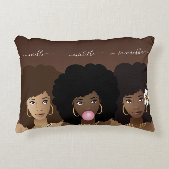 Almofada Decorativa Mulher Negra - Irmãs, Primos, Amigos (Frente)