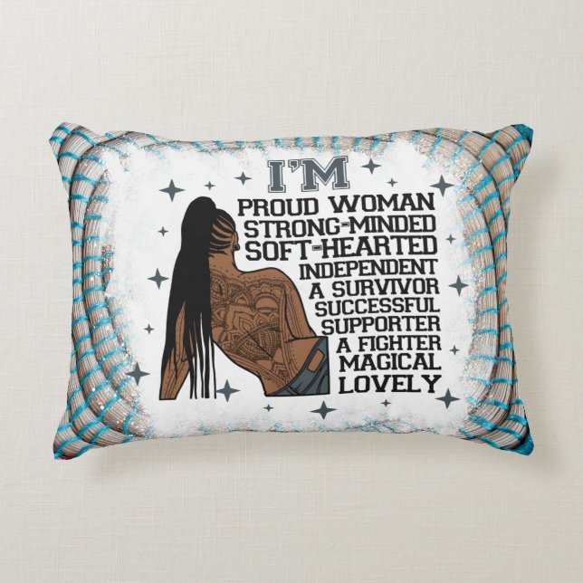 Almofada Decorativa mulheres negras afirmações da rainha da melanina (Frente)