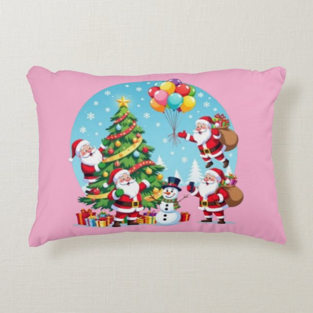 Almofada Decorativa **“Multi-Santa Christmas Fun – 3D Cartoon Transpar (Frente)