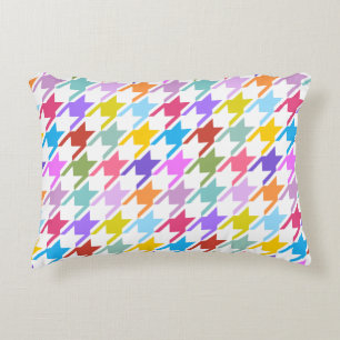Almofada Decorativa Múltiplas cores Houndstooth+Padrão Branco Grande