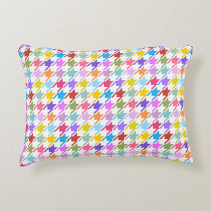 Almofada Decorativa Múltiplas cores Houndstooth+Padrão de Rpt Branco