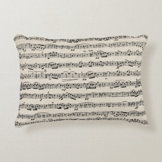 Almofada Decorativa Música em Folha em Burlap (Frente)