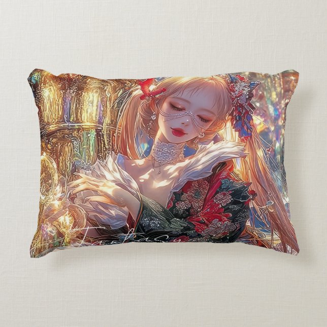 Almofada Decorativa Mysterious Fantasy Girl - Gothic Art Aesthetic (Frente)