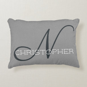 Almofada Decorativa N Nome Personalizado Inicial Preto Branco Cinza