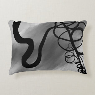 Almofada Decorativa Na grade: Cinza Abstrato, Preto e Branco