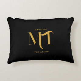 Almofada Decorativa Na moda preto e Dourado Monograma - Letras iniciai