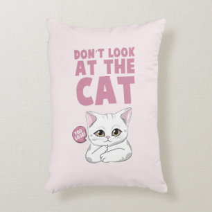 Almofada Decorativa Não olhe para o gato - Gato Branco Engraçado
