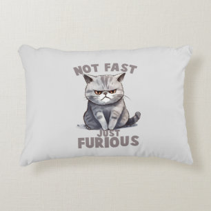 Almofada Decorativa Não Rápido, Apenas Furioso - Humor De Gato Cinza