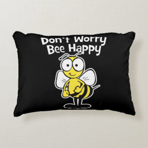 Almofada Decorativa Não se preocupe esteja feliz que a abelha Bumbl
