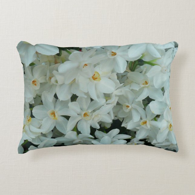Almofada Decorativa Narciso Branco Delicado de Paperwhite Flores (Frente)