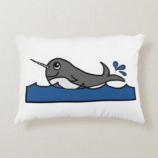 Almofada Decorativa Narwhal Splash (Frente)
