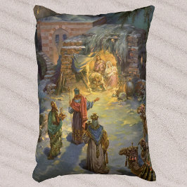 Almofada Decorativa Natais vintages Natividade com Magi Visitante