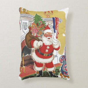 Almofada Decorativa Natal Antigo, Alegre Papai Noel com Presentes